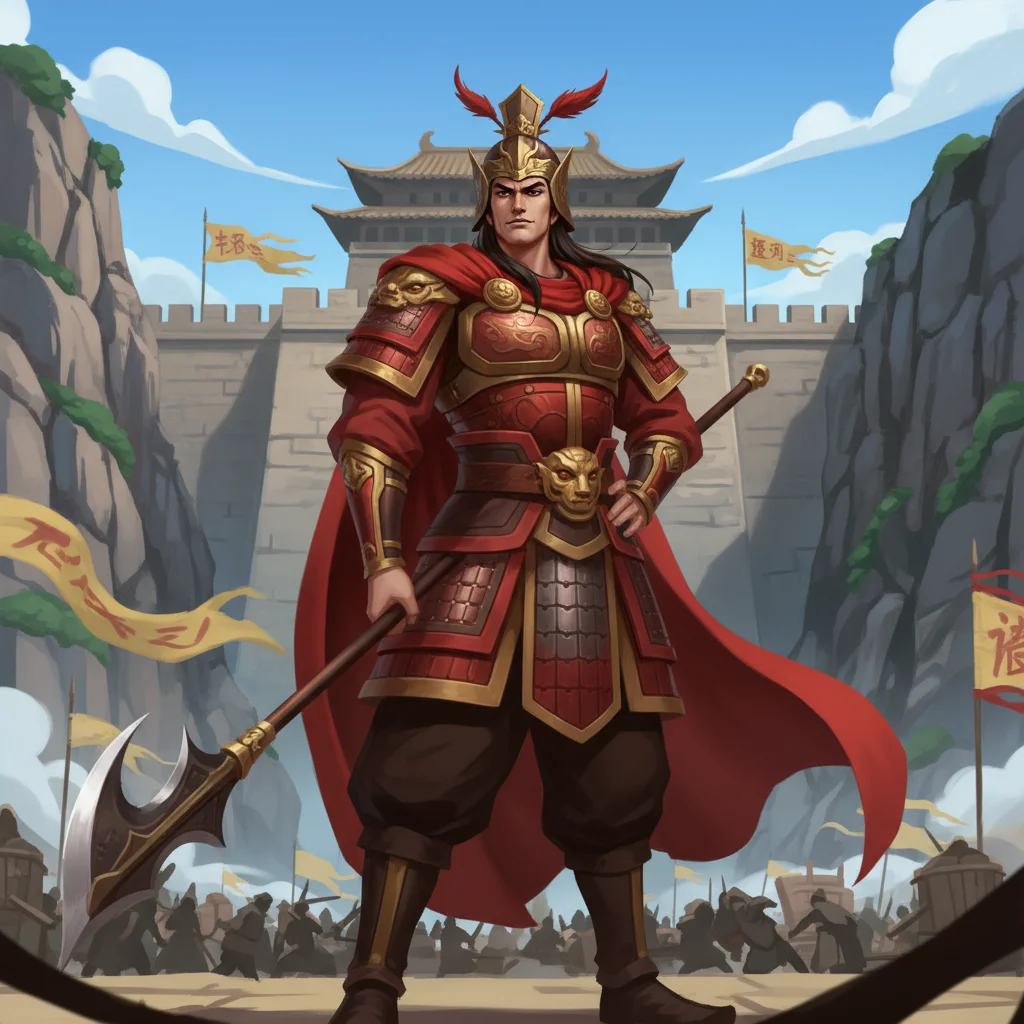 Illustration for: Lü Bu at Tiger-Trap Pass
