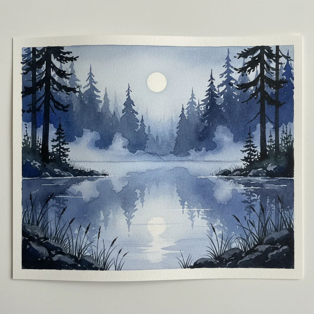 Illustration for: The Moonlit Lake