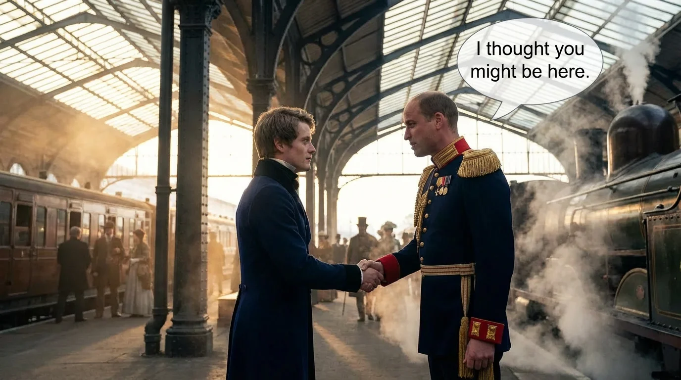 Illustration for: A Handshake by the Rails