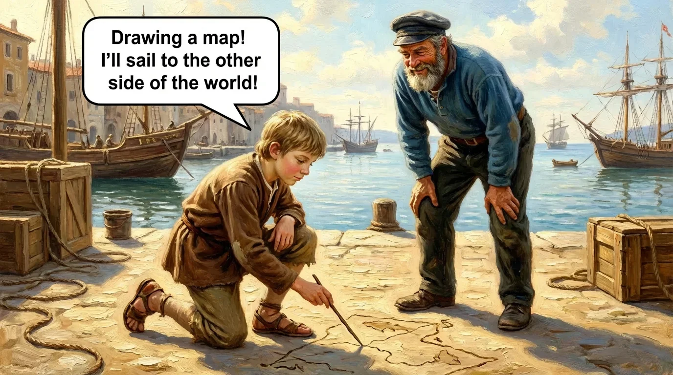 Illustration for: The Harbor Boy's Secret Dream