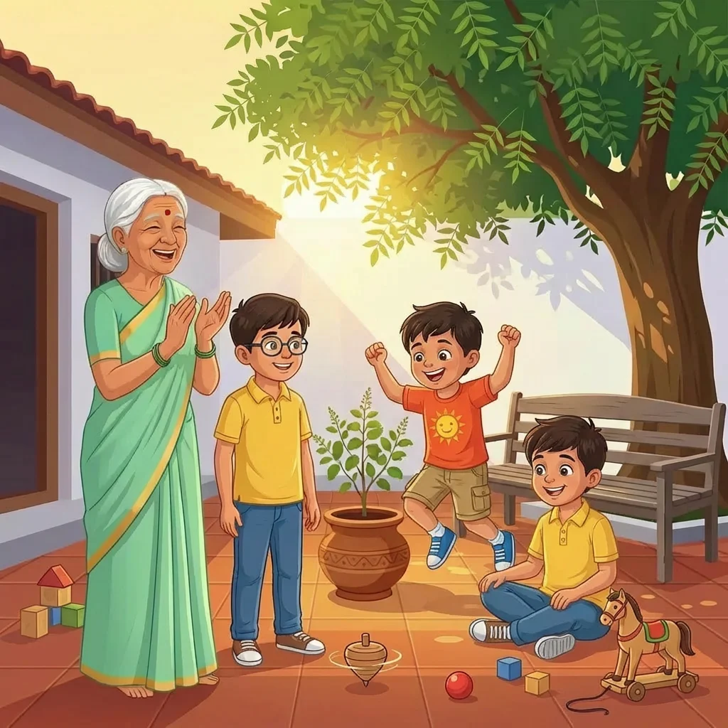 Illustration for: आँगन में खेल