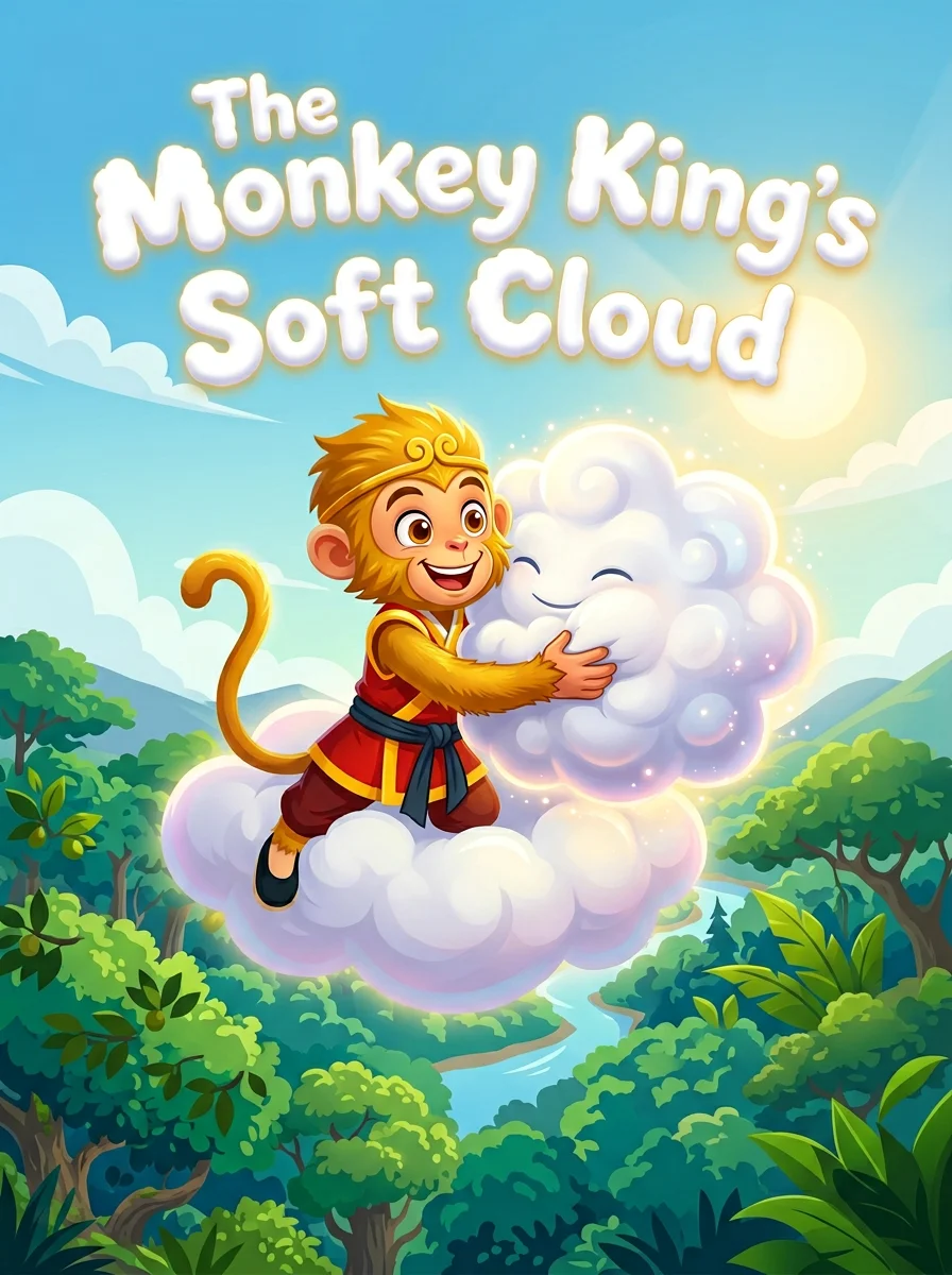 Example of a children's picture book cover generated by TaleLens: The Monkey King's Soft Cloud