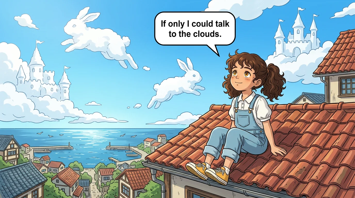 Illustration for: Mia Watching Clouds