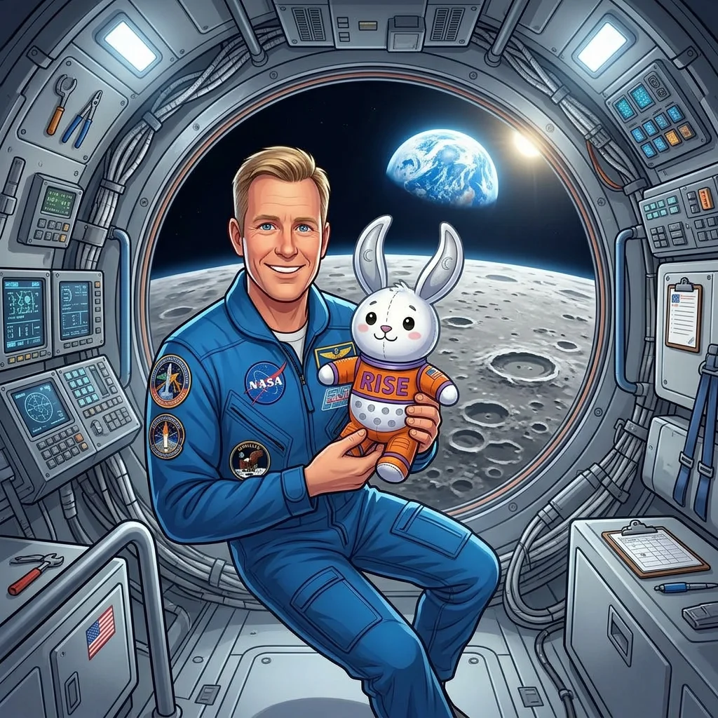 Illustration for: Earthrise over the Moon