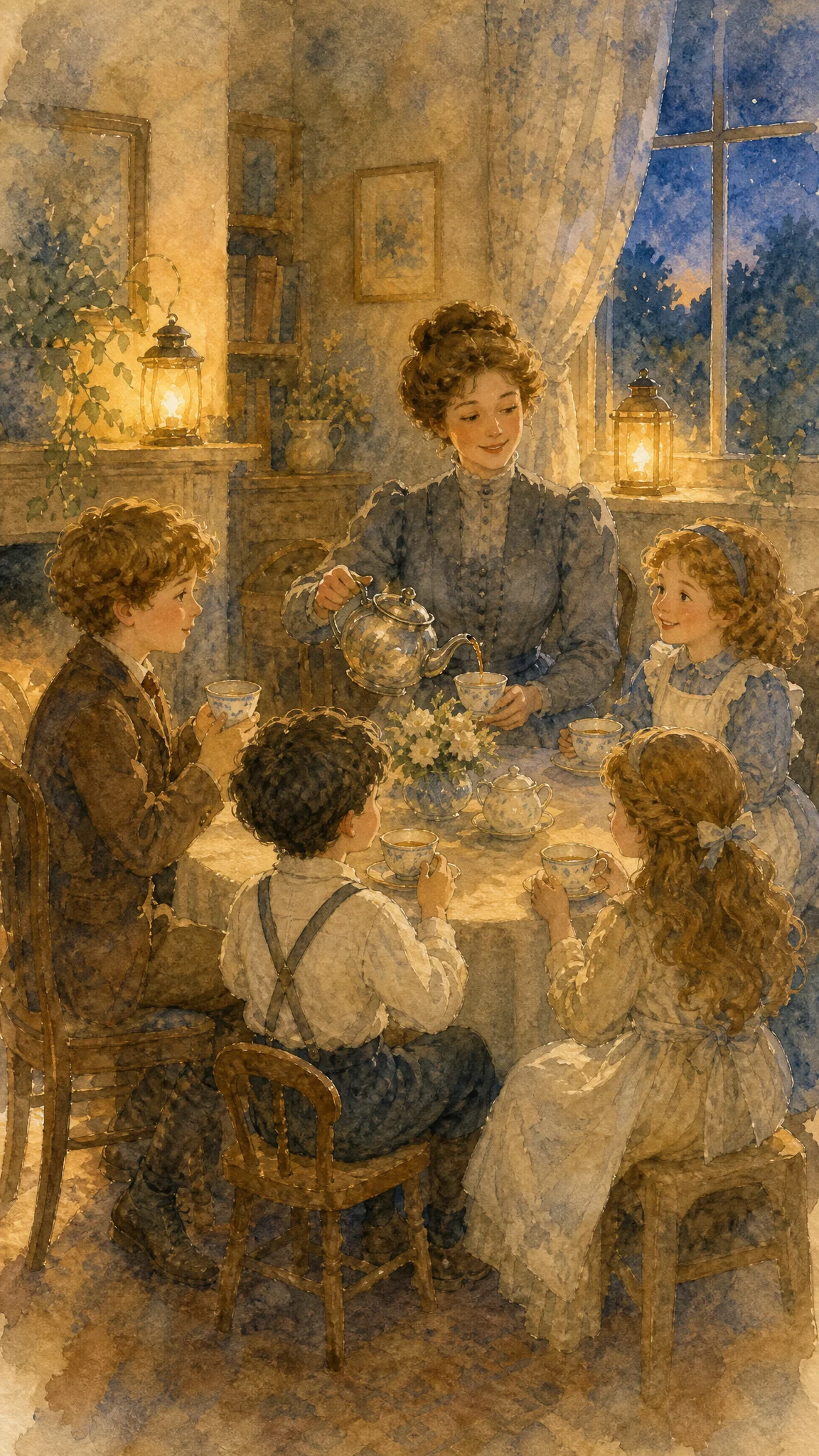 Illustration for: Quiet Tea at Dusk