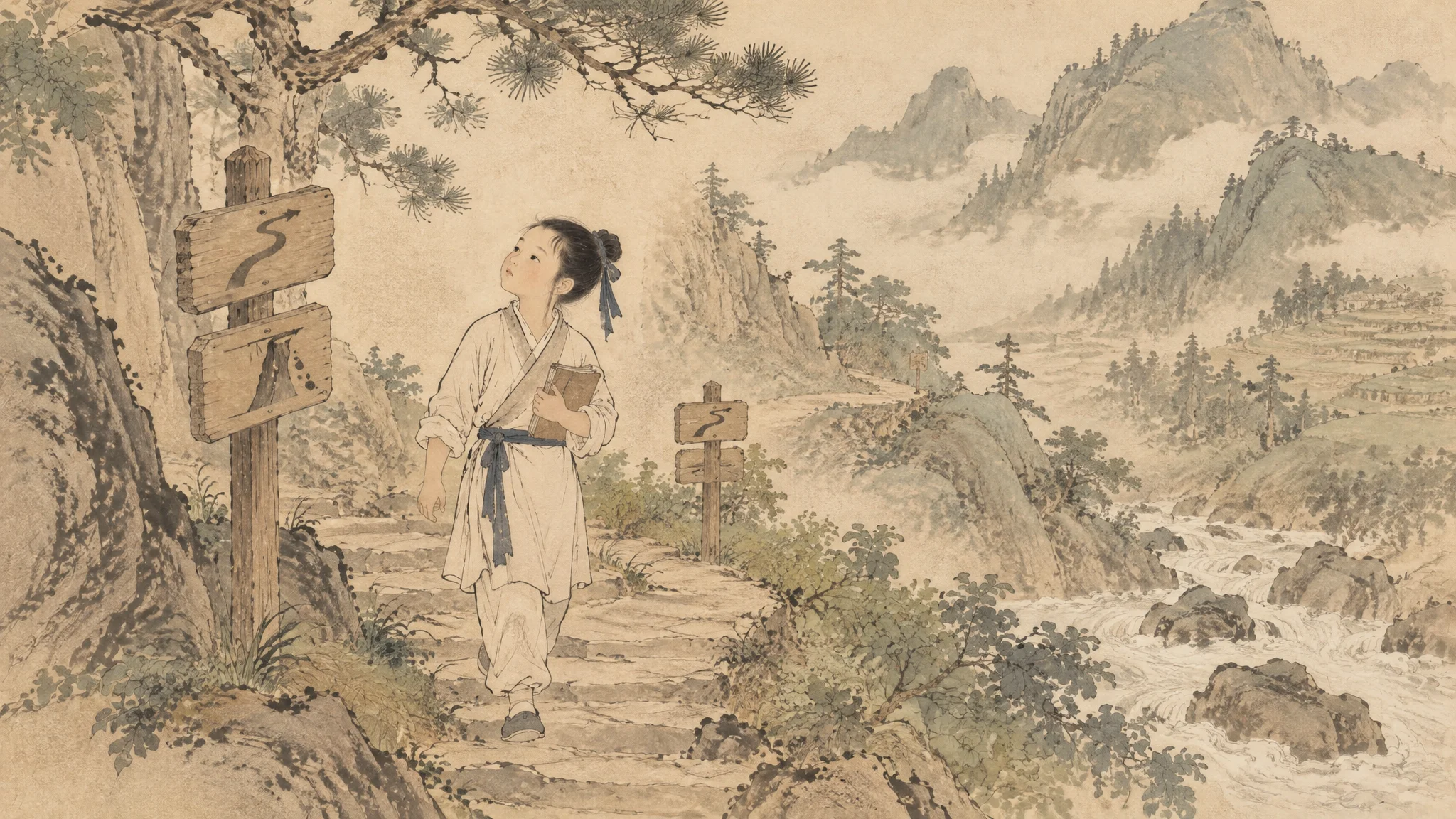 Illustration for: 路旁的木牌
