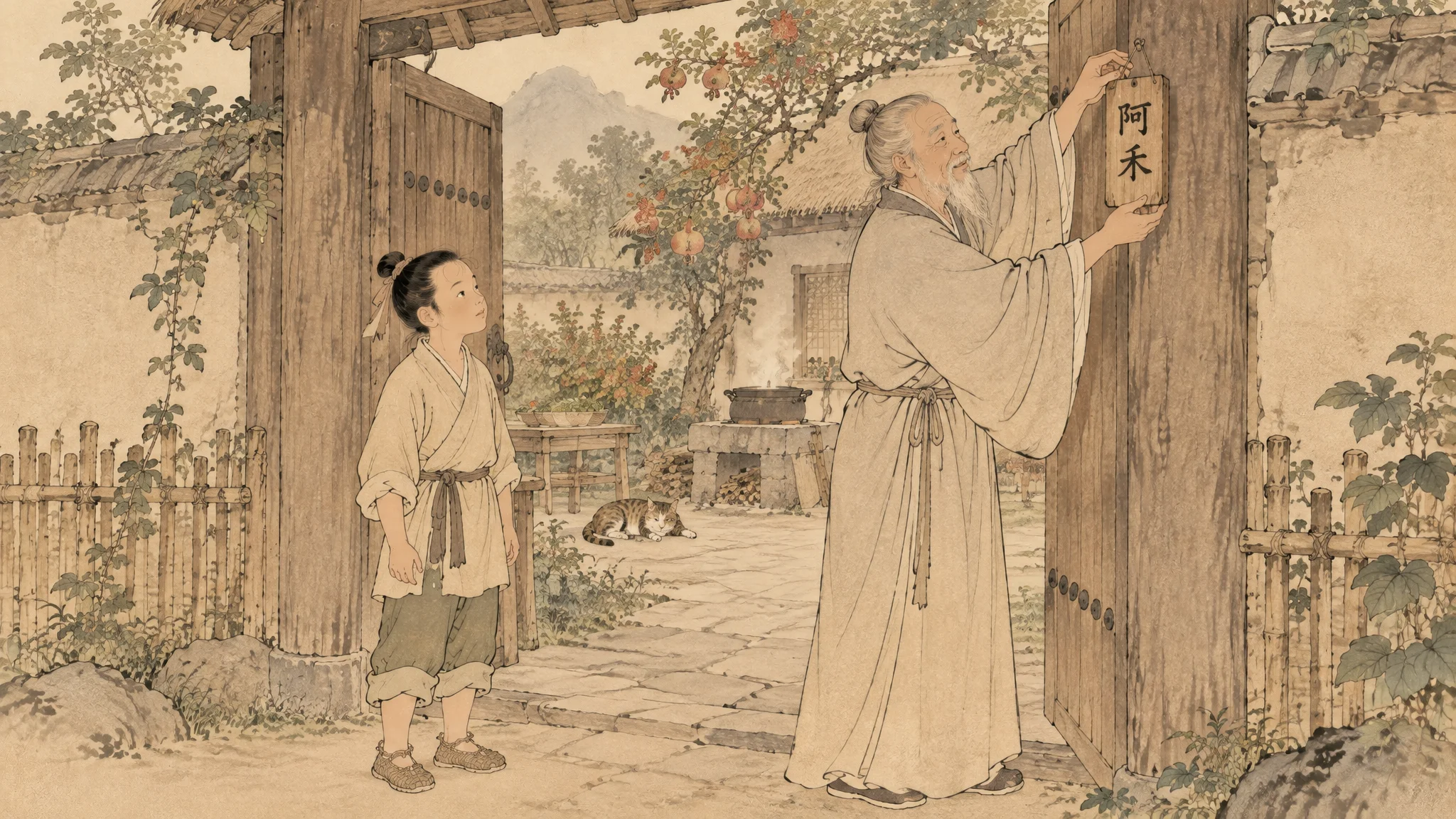 Illustration for: 院门上的门牌
