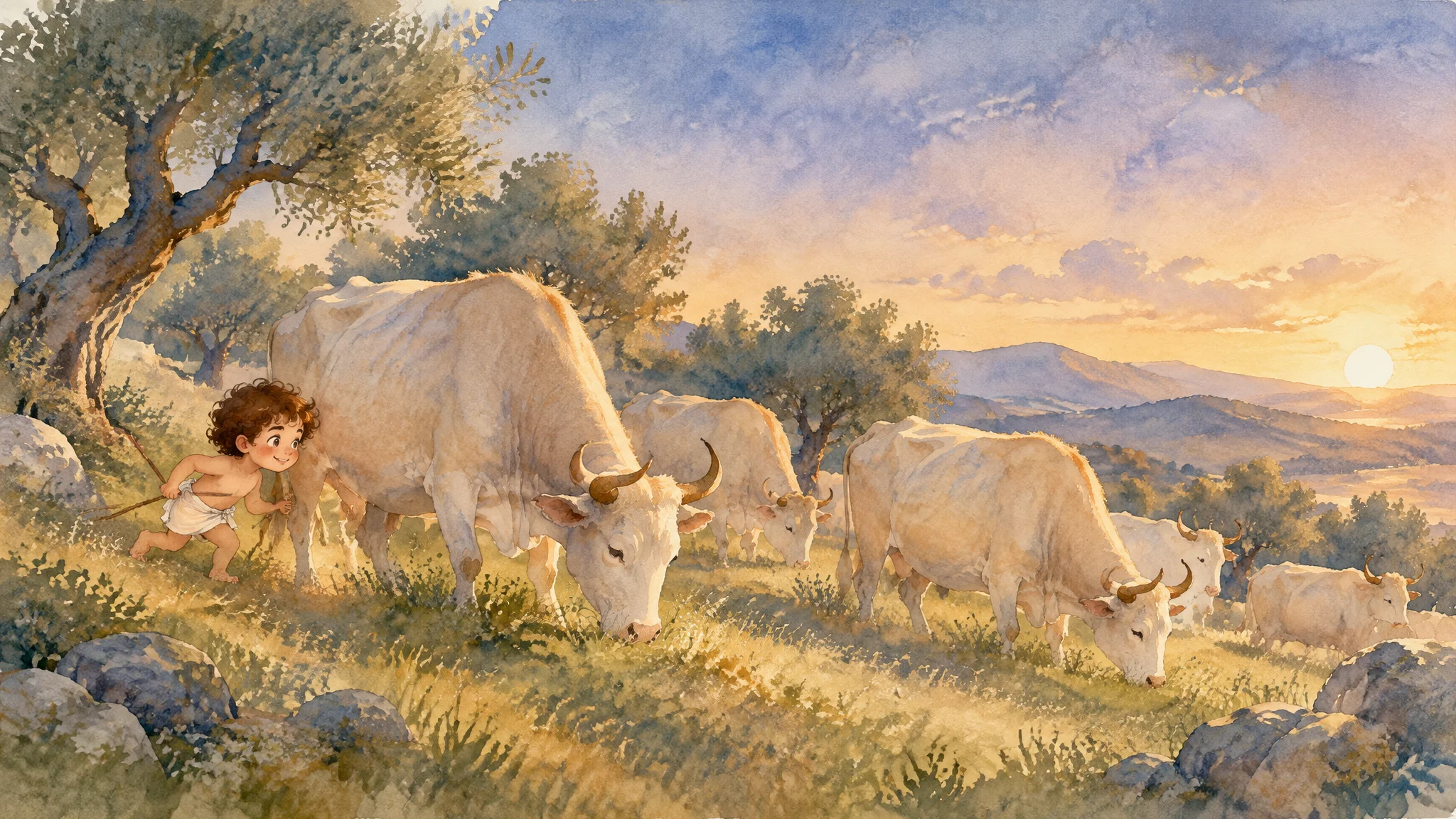 Illustration for: 高山上的牛群